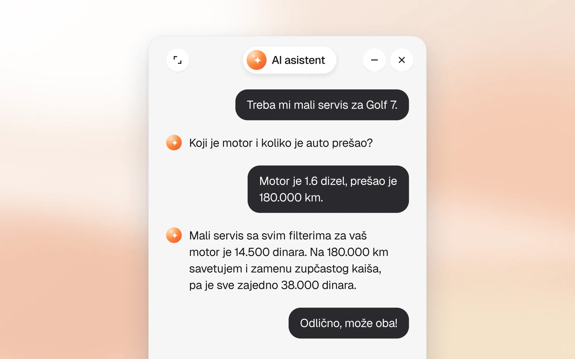AI asistent pravi ponudu za mali servis i zamenu zupčastog kaiša